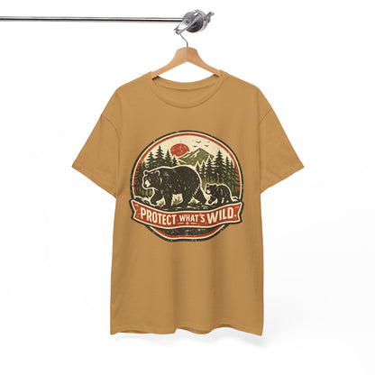 Bear and Cub Retro Badge Tee | Protect What's Wild | Wildlife Lover Gift | Unisex