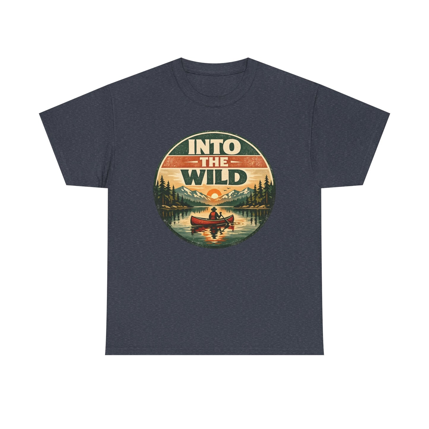 Into the Wild Canoe Badge Tee | Vintage Outdoor Graphic Shirt | Camping Adventure Gift