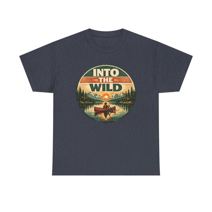 Into the Wild Canoe Badge Tee | Vintage Outdoor Graphic Shirt | Camping Adventure Gift