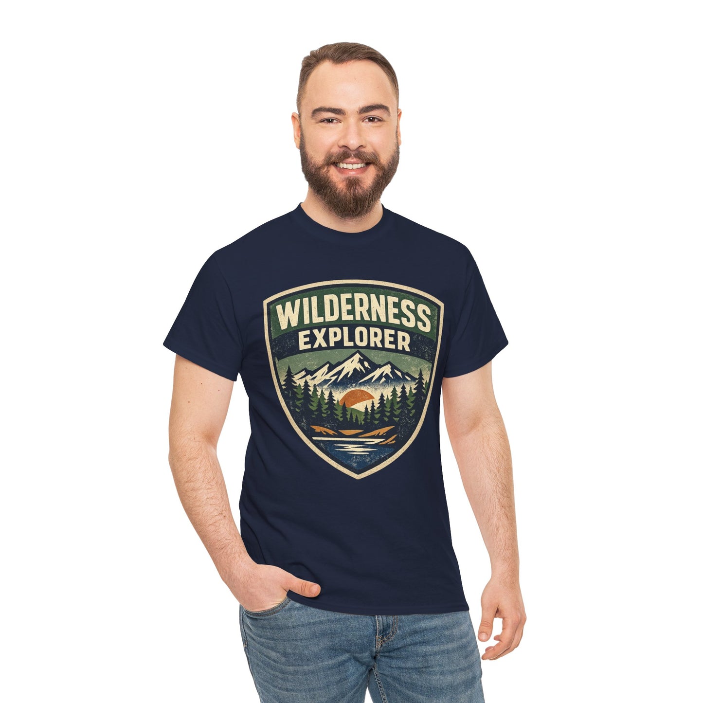 Wilderness Explorer Shield badge Tee | Retro Outdoor Adventure design | Hiking