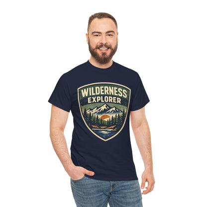 Wilderness Explorer Shield badge Tee | Retro Outdoor Adventure design | Hiking
