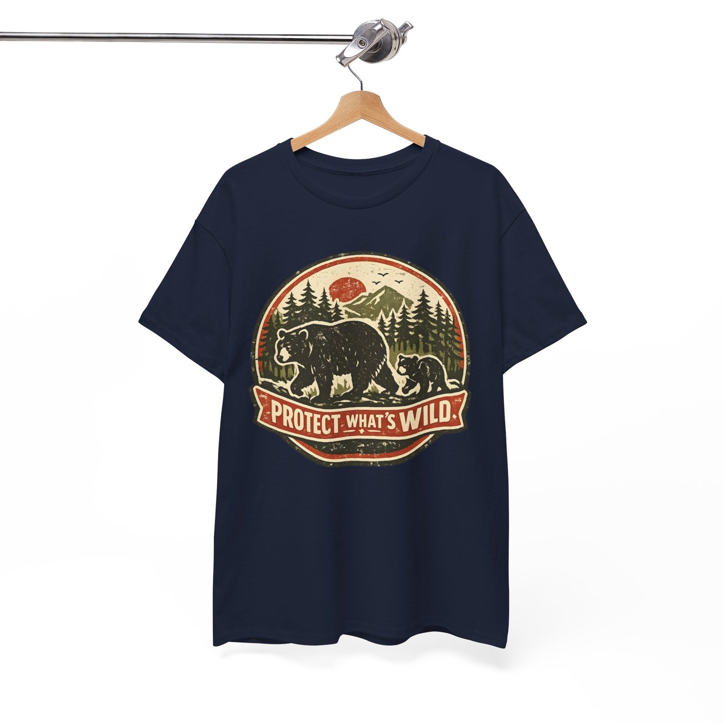 Bear and Cub Retro Badge Tee | Protect What's Wild | Wildlife Lover Gift | Unisex