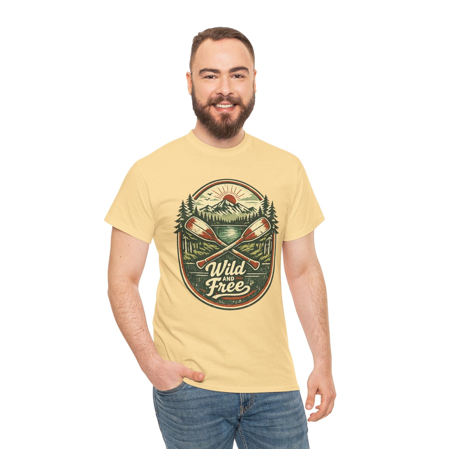 Wild and Free Badge Tee | Vintage Adventure Shirt | Outdoor Explorer Gift
