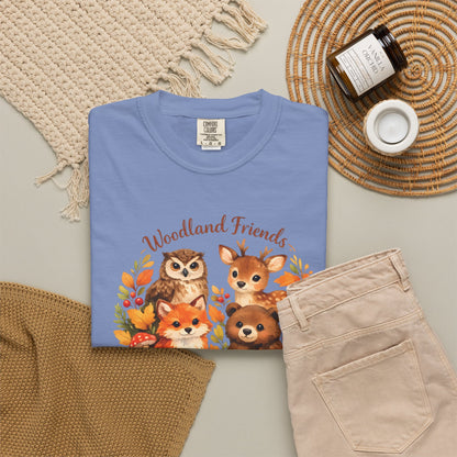 Woodland Friends Badge Watercolor Tee | Fox Bear Deer Owl Shirt | Nature Lover Gift