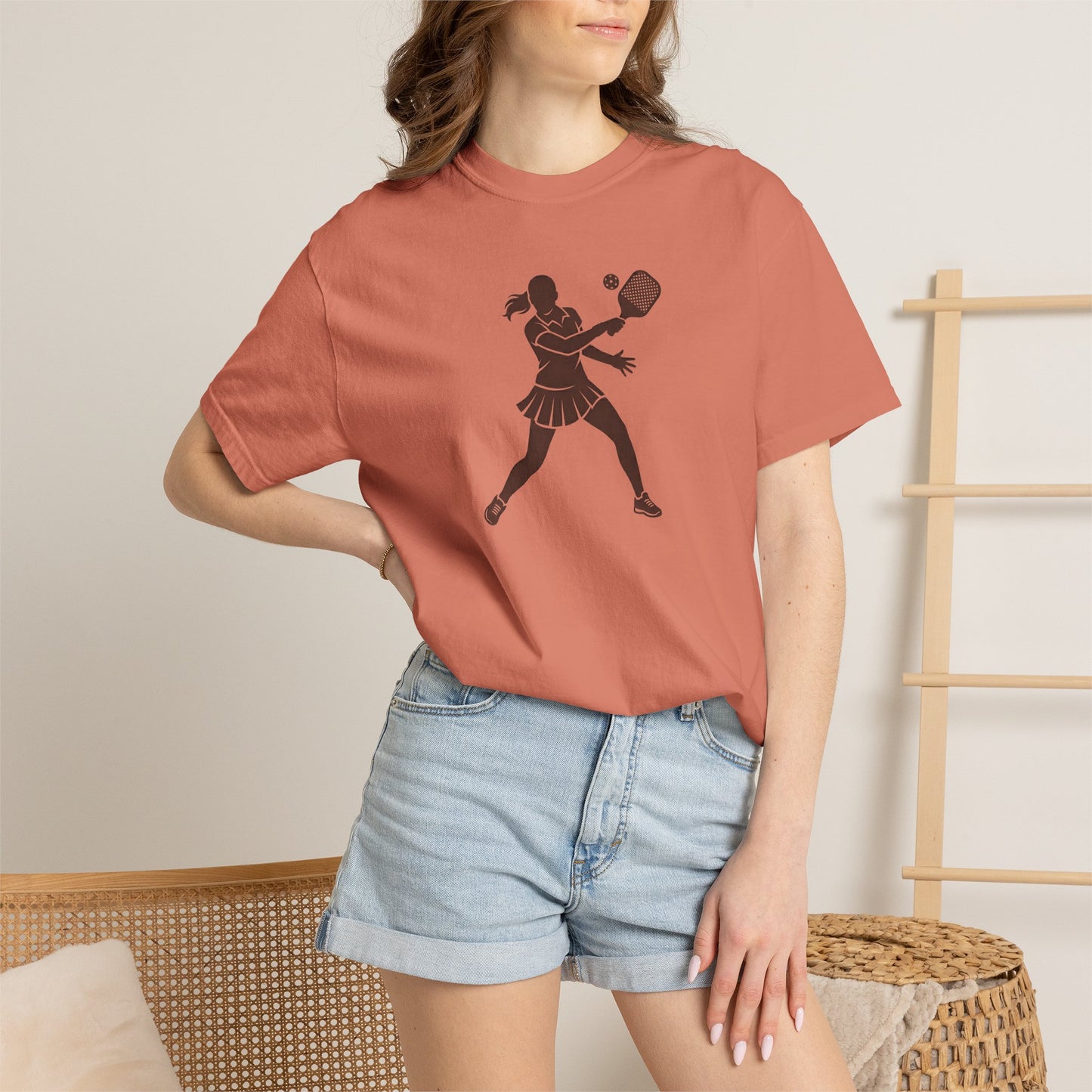 Pickleball Female Silhouette Icon Tee Minimalist Pickler Graphic Women T-Shirt