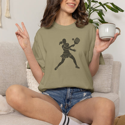 Pickleball Female Silhouette Icon Tee Minimalist Pickler Graphic Women T-Shirt
