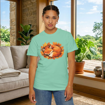 Sleeping Fox Watercolor Graphic Tee | Cozy Woodland Animal Shirt | Nature Lover Gift