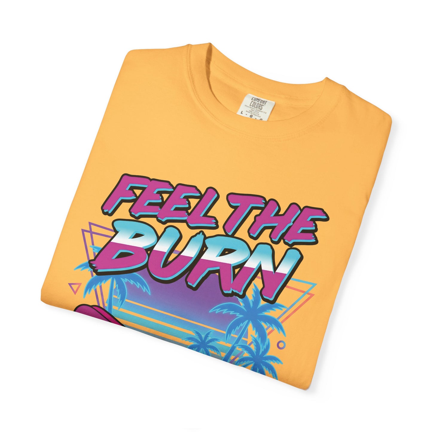 Feel the Burn Neon 80s Aerobics Graphic Tee | Retro Workout Shirt Women