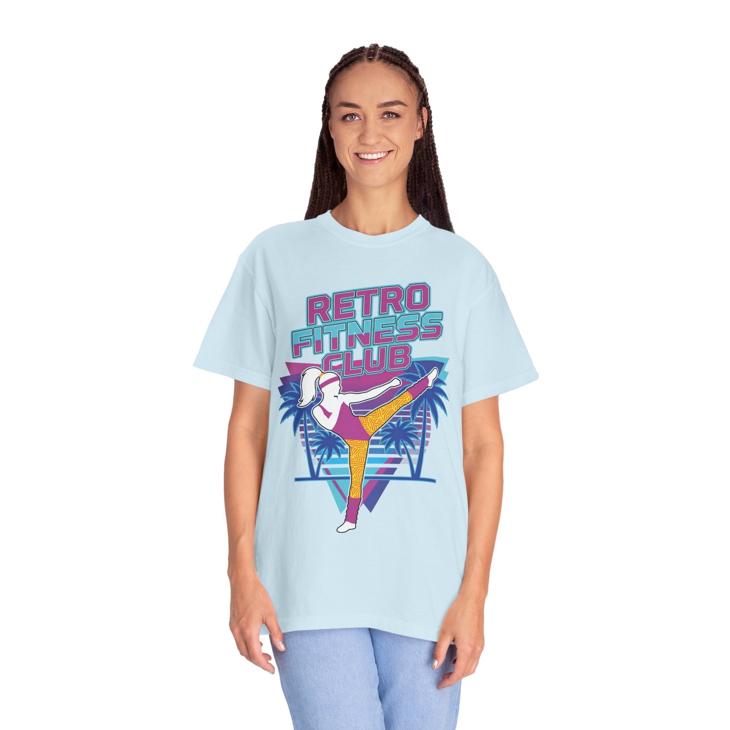 Retro Fitness Club High Kick 80s Tee | Vintage Aerobics Shirt Women