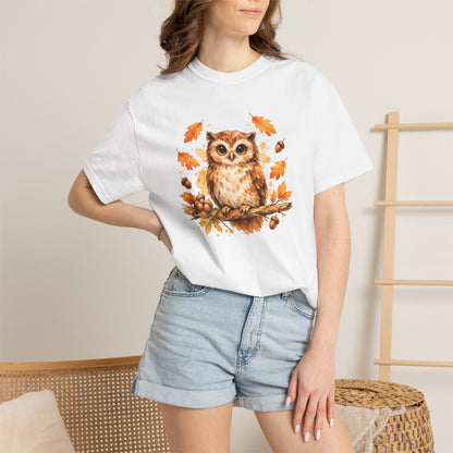 Watercolor Owl Graphic Tee | Autumn Wildlife Art Shirt | Owl Lover Gift