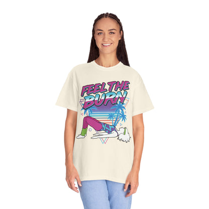 Feel the Burn Neon 80s Aerobics Graphic Tee | Retro Workout Shirt Women