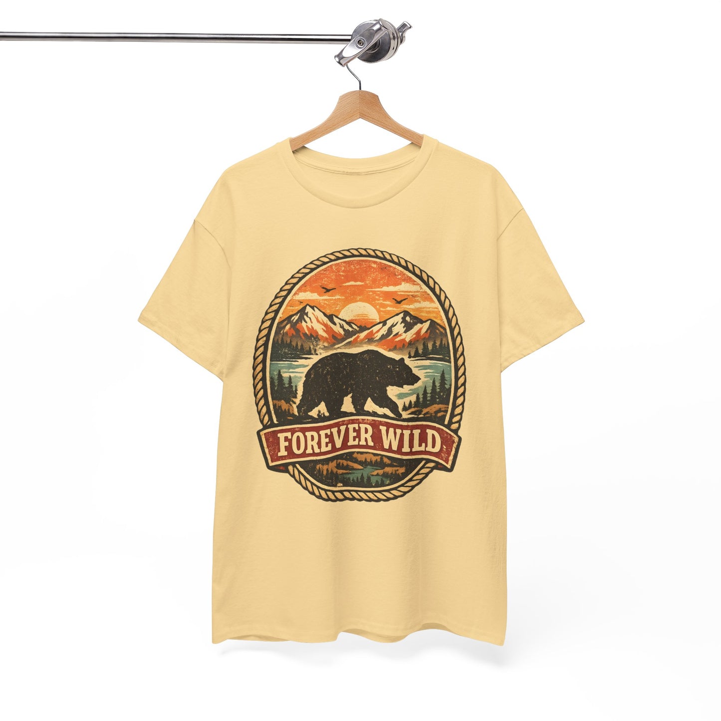 Grizzly Bear Forever Wild Badge Tee | Vintage National Park Shirt | Nature Lover Gift