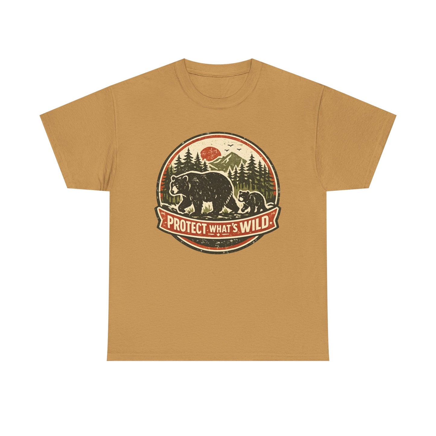 Bear and Cub Retro Badge Tee | Protect What's Wild | Wildlife Lover Gift | Unisex
