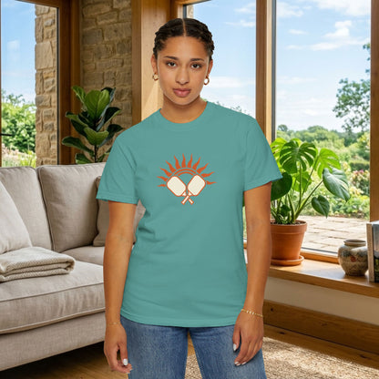 Pickleball Sun Badge Tee Pickler Vintage Minimalist Unisex Shirt