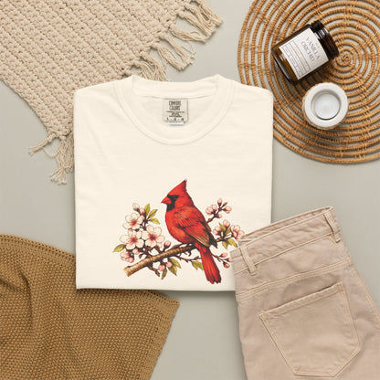 Cardinal Botanical Tee | Vintage Bird Art Shirt | Bird Watcher Gift