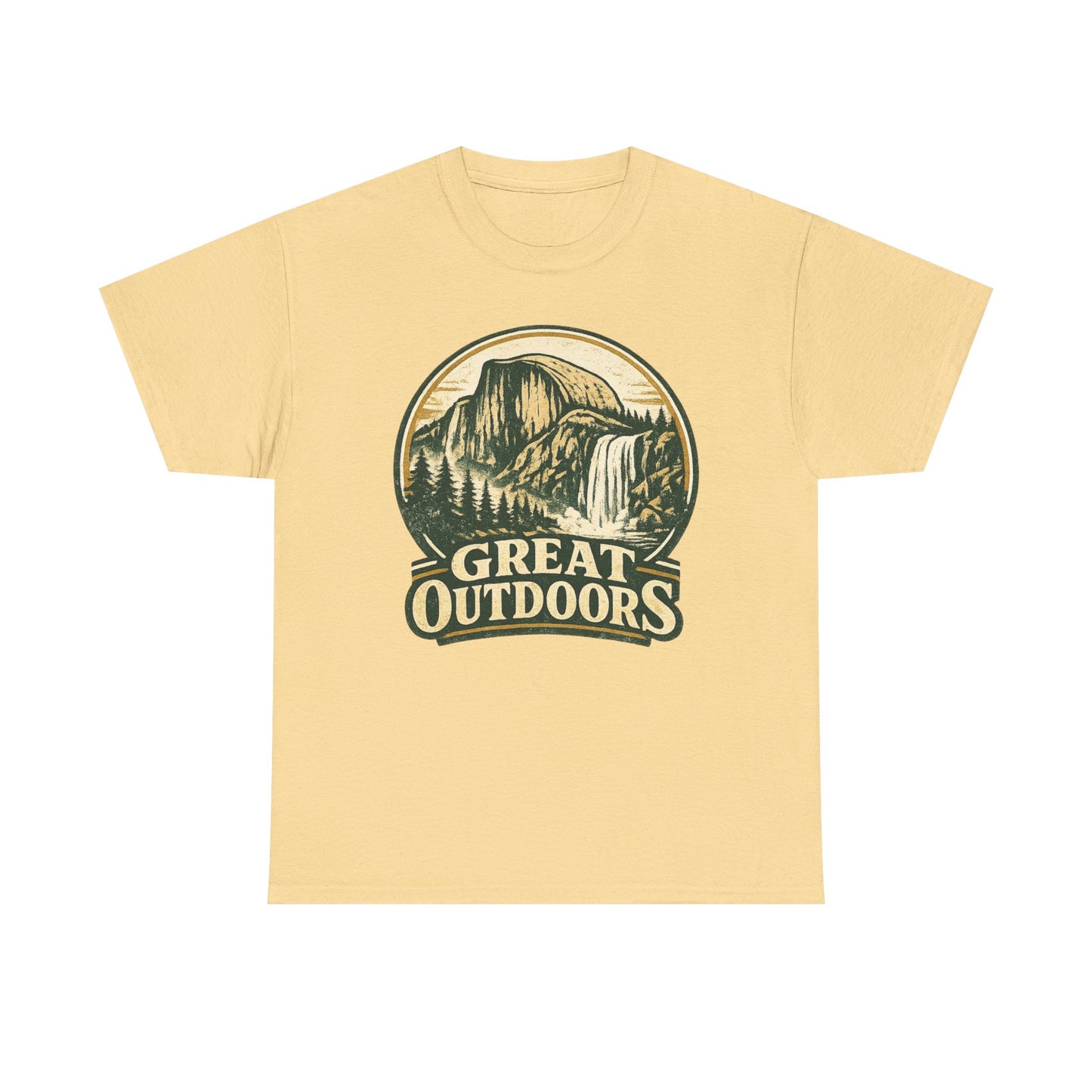 Great Outdoors Retro Badge Tee | Yosemite Half Dome Graphic Shirt | Camping Gift