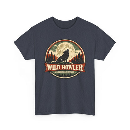 Howling Wolf Vintage Badge Tee | Full Moon Wilderness Shirt | Nature Lover Gift