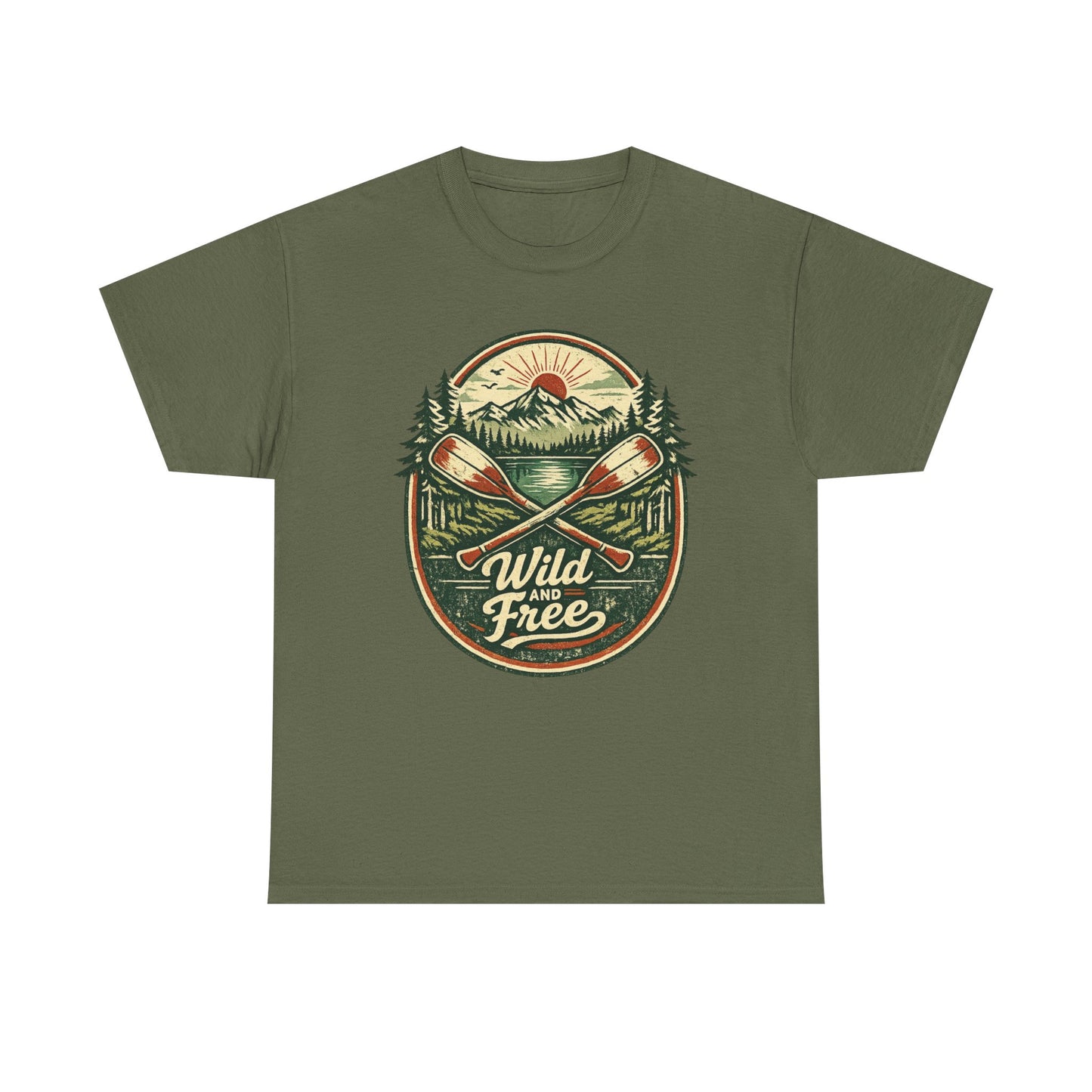 Wild and Free Badge Tee | Vintage Adventure Shirt | Outdoor Explorer Gift