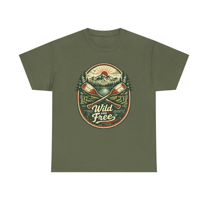 Wild and Free Badge Tee | Vintage Adventure Shirt | Outdoor Explorer Gift