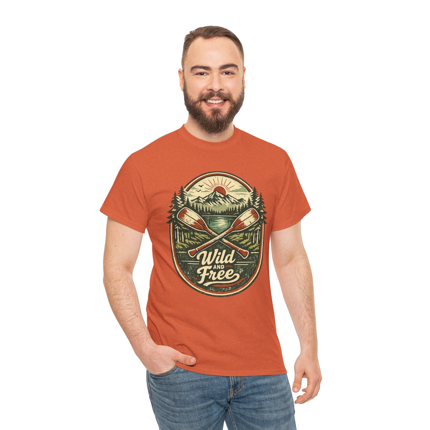 Wild and Free Badge Tee | Vintage Adventure Shirt | Outdoor Explorer Gift