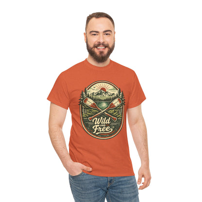 Wild and Free Badge Tee | Vintage Adventure Shirt | Outdoor Explorer Gift
