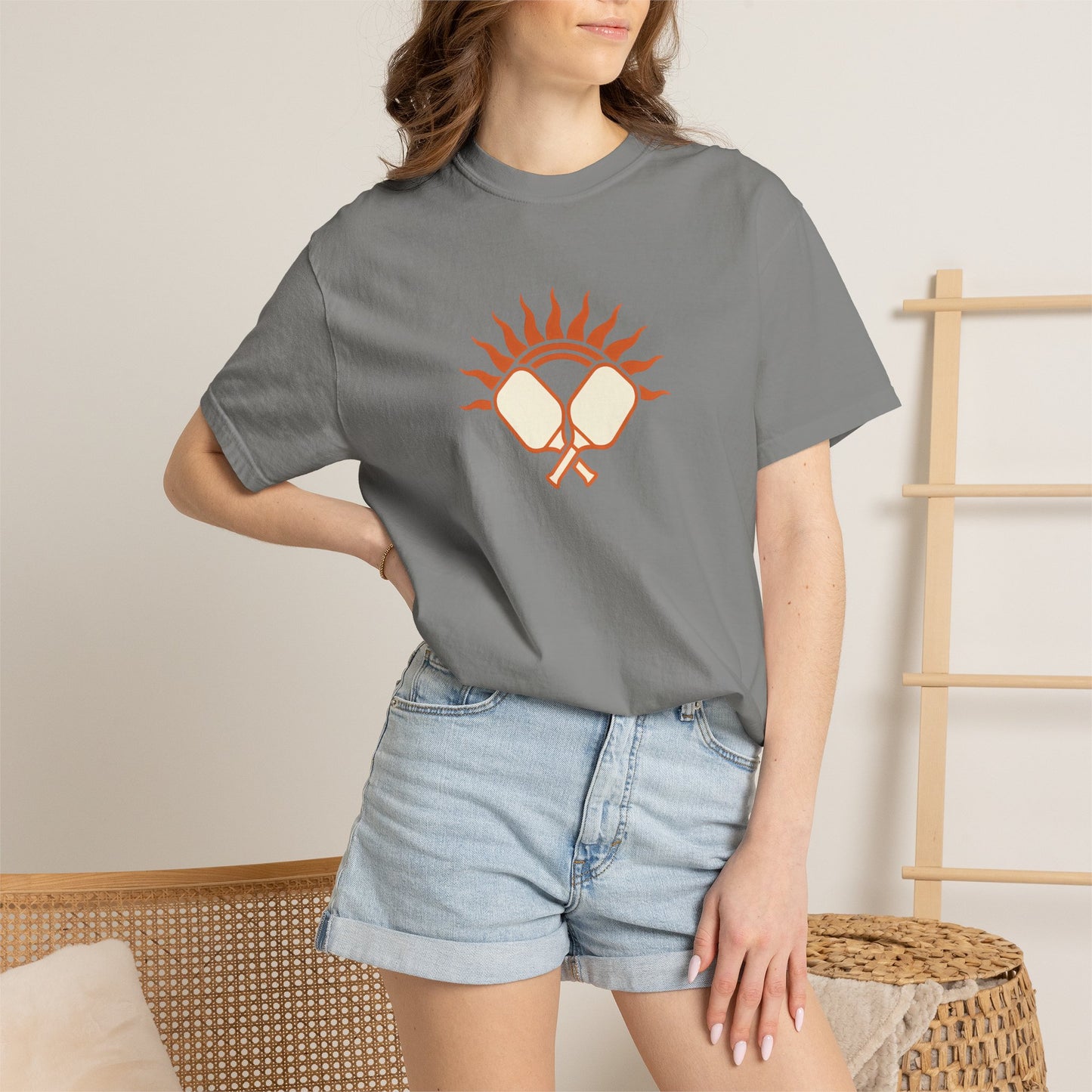 Pickleball Sun Badge Tee Pickler Vintage Minimalist Unisex Shirt
