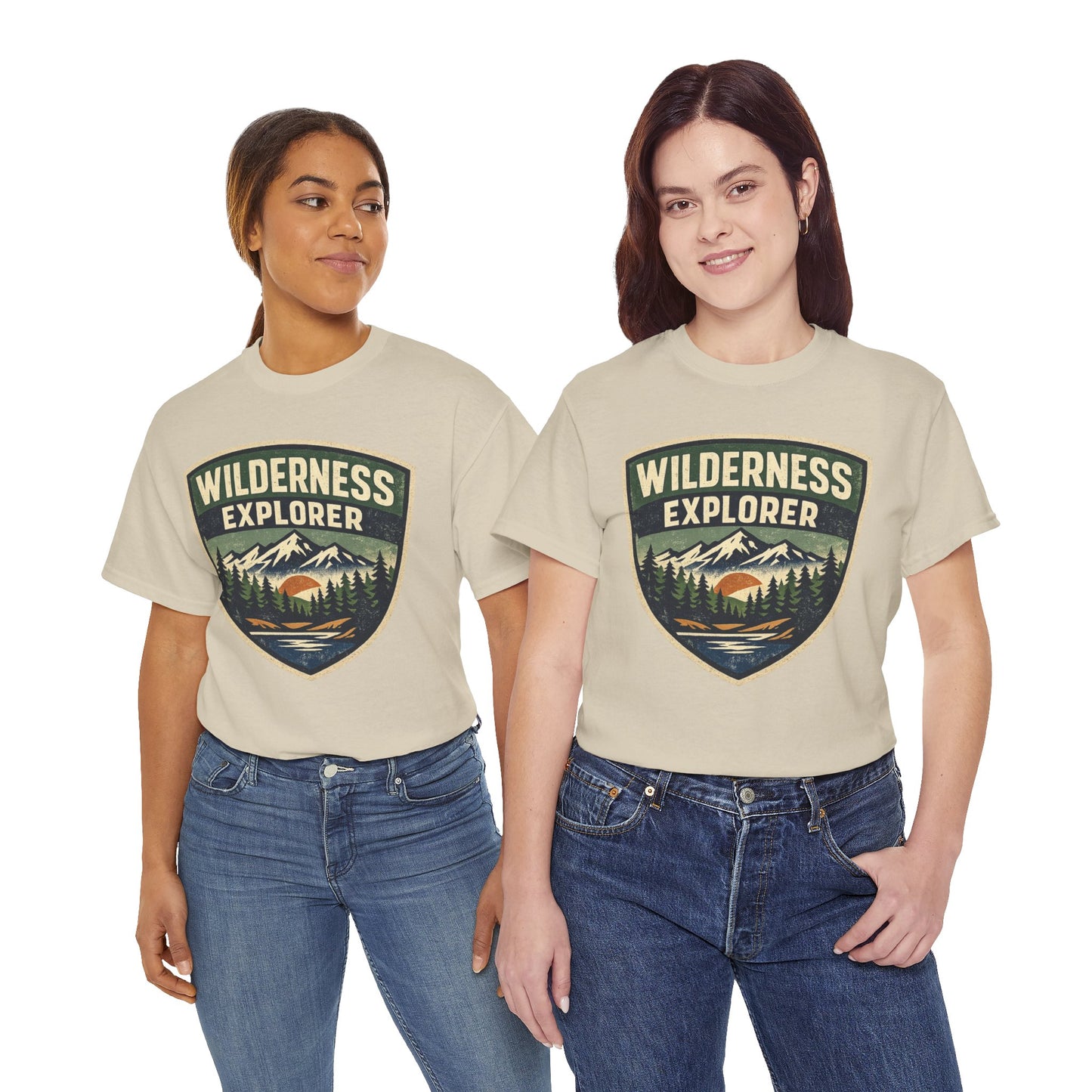 Wilderness Explorer Shield badge Tee | Retro Outdoor Adventure design | Hiking