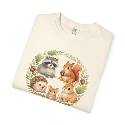 Woodland Animals Circle Watercolor Tee | Forest Creature Gift Shirt | Nature Lover