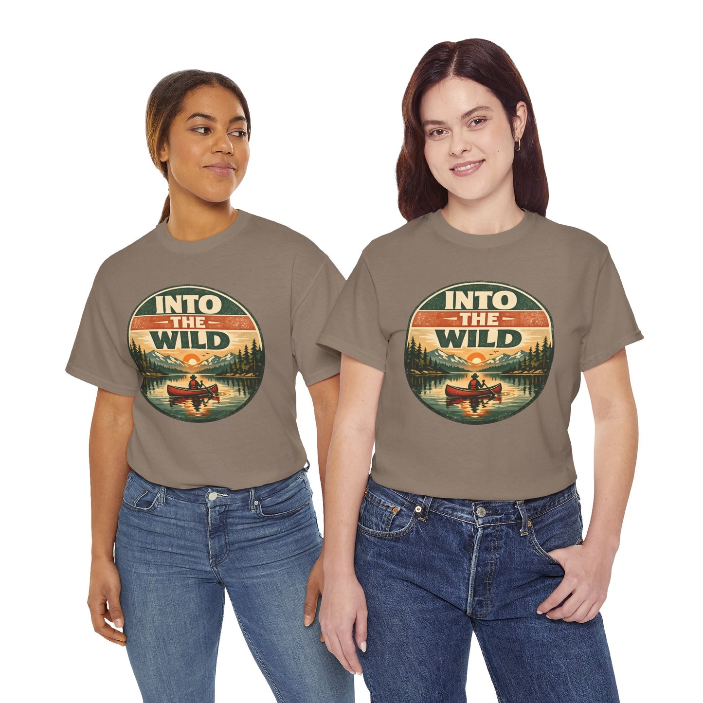 Into the Wild Canoe Badge Tee | Vintage Outdoor Graphic Shirt | Camping Adventure Gift
