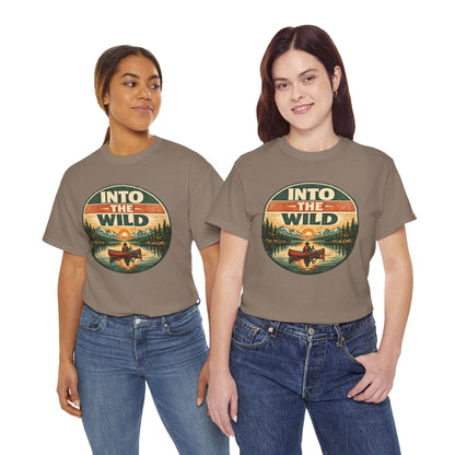 Into the Wild Canoe Badge Tee | Vintage Outdoor Graphic Shirt | Camping Adventure Gift