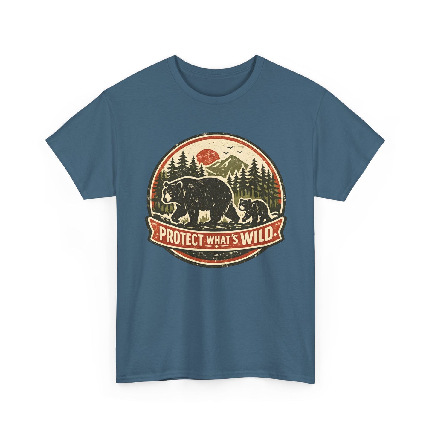 Bear and Cub Retro Badge Tee | Protect What's Wild | Wildlife Lover Gift | Unisex