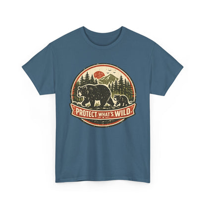 Bear and Cub Retro Badge Tee | Protect What's Wild | Wildlife Lover Gift | Unisex