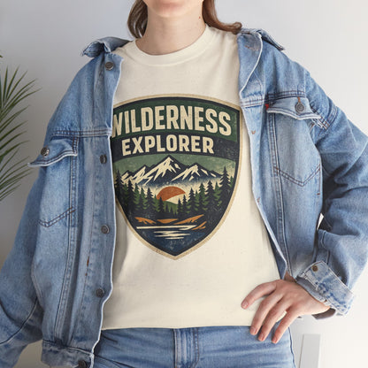 Wilderness Explorer Shield badge Tee | Retro Outdoor Adventure design | Hiking