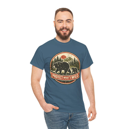 Bear and Cub Retro Badge Tee | Protect What's Wild | Wildlife Lover Gift | Unisex