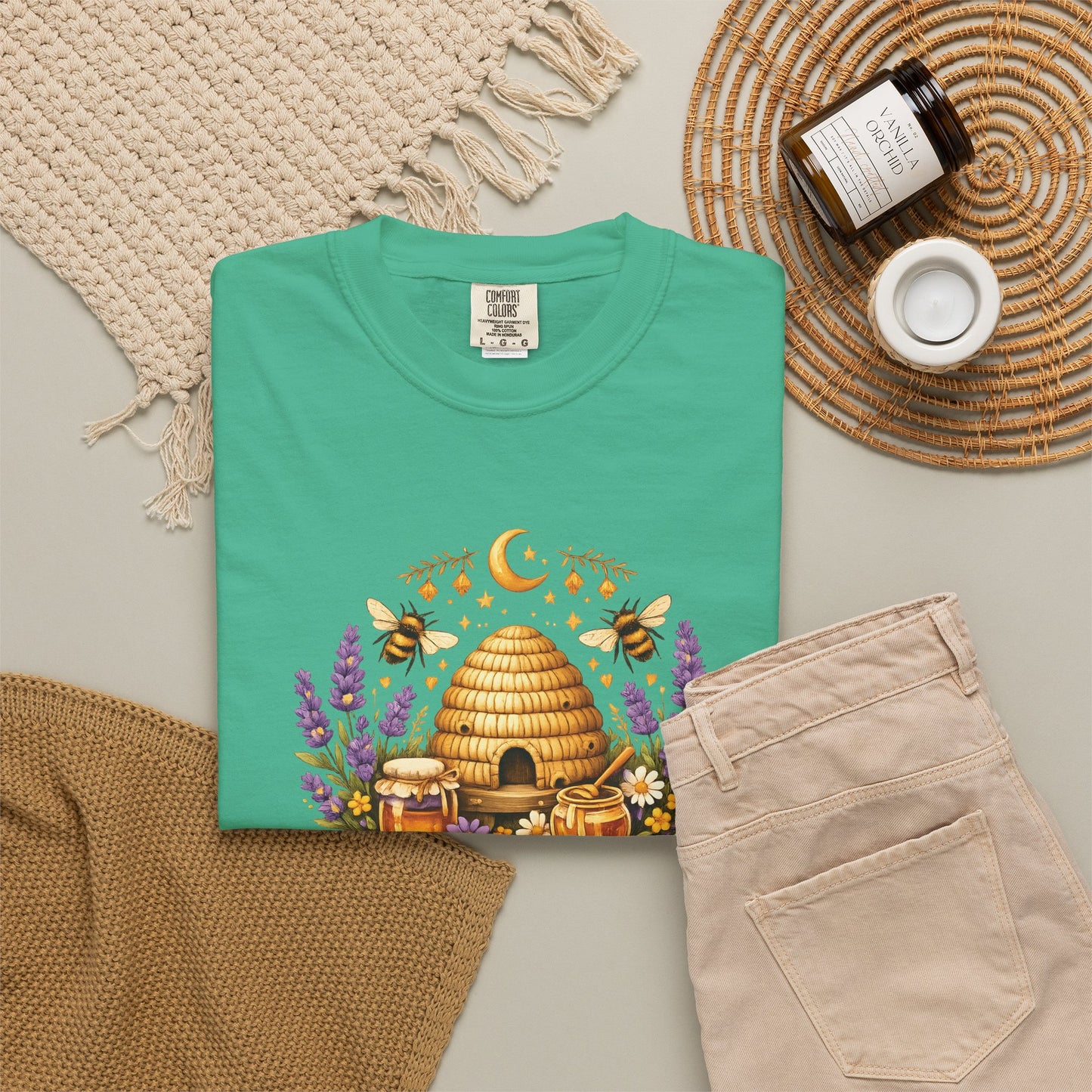 Beehive Honey and Lavender Tee | Vintage Nature Art Shirt | Botanical Garden Gift