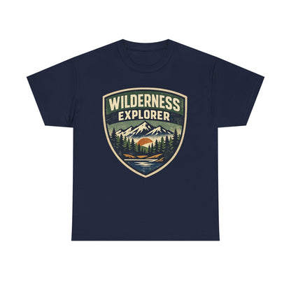 Wilderness Explorer Shield badge Tee | Retro Outdoor Adventure design | Hiking