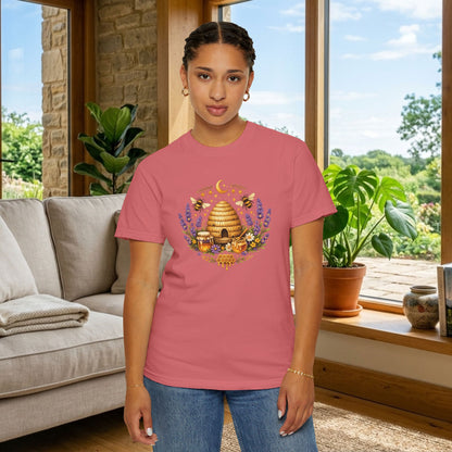 Beehive Honey and Lavender Tee | Vintage Nature Art Shirt | Botanical Garden Gift