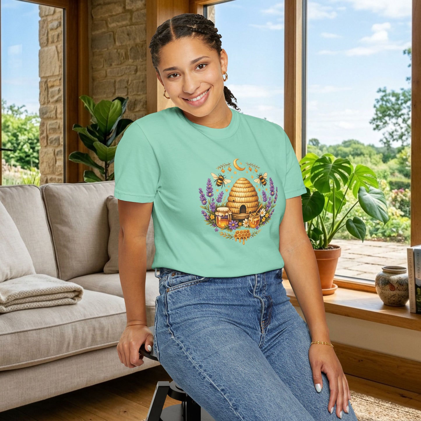 Beehive Honey and Lavender Tee | Vintage Nature Art Shirt | Botanical Garden Gift