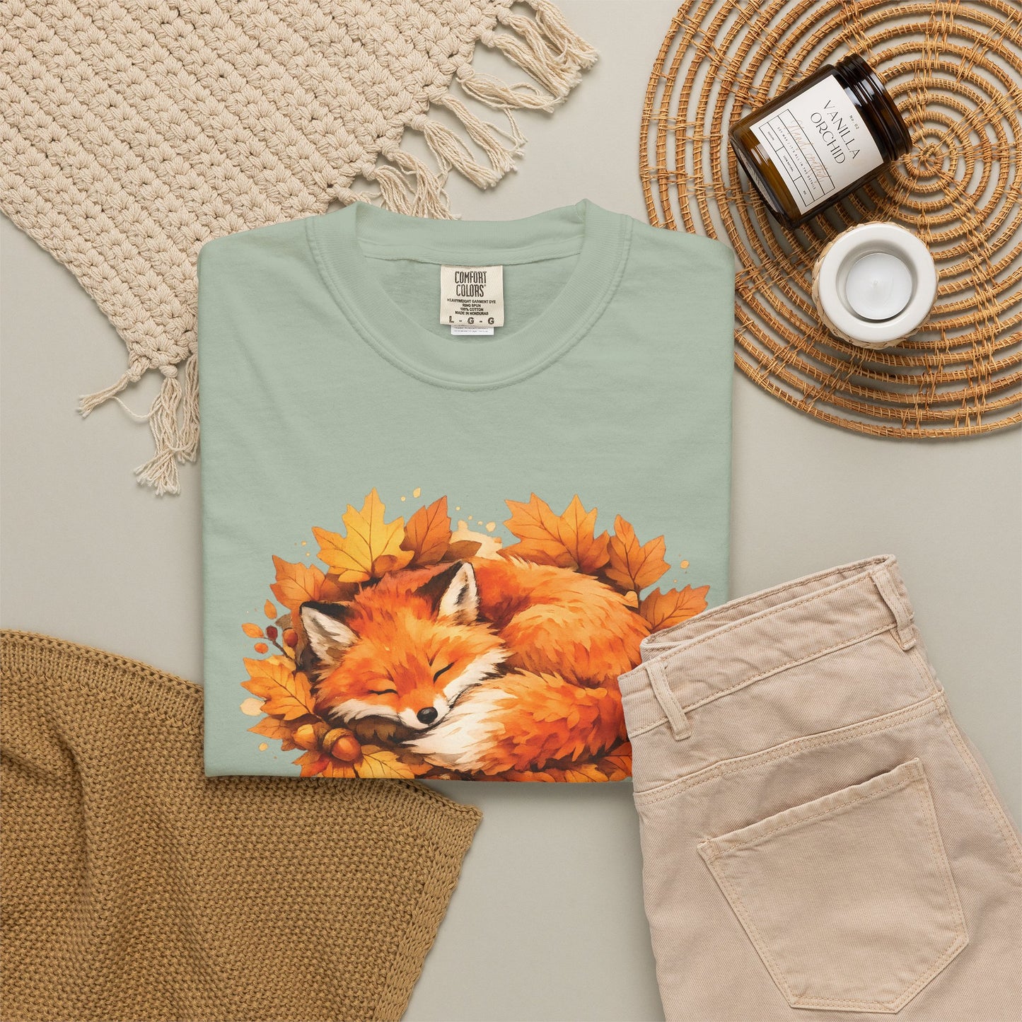 Sleeping Fox Watercolor Graphic Tee | Cozy Woodland Animal Shirt | Nature Lover Gift