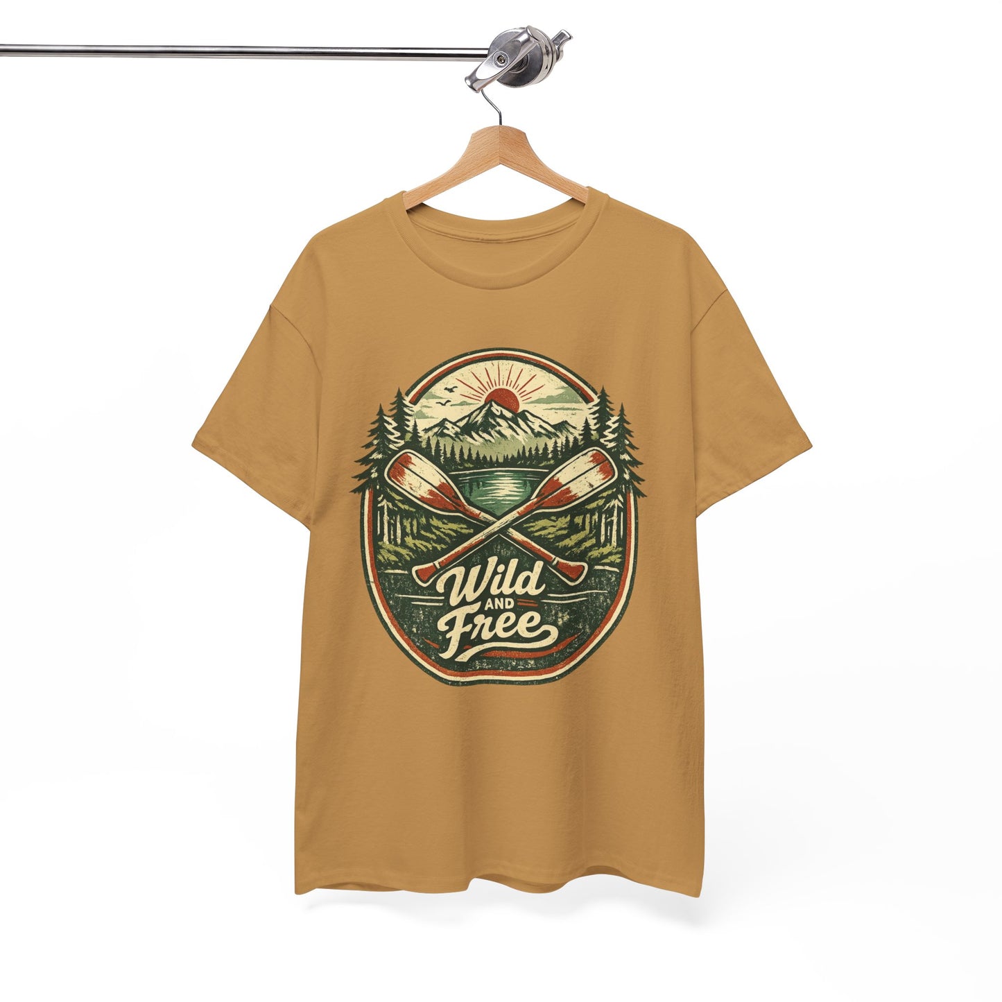 Wild and Free Badge Tee | Vintage Adventure Shirt | Outdoor Explorer Gift