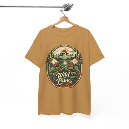 Wild and Free Badge Tee | Vintage Adventure Shirt | Outdoor Explorer Gift