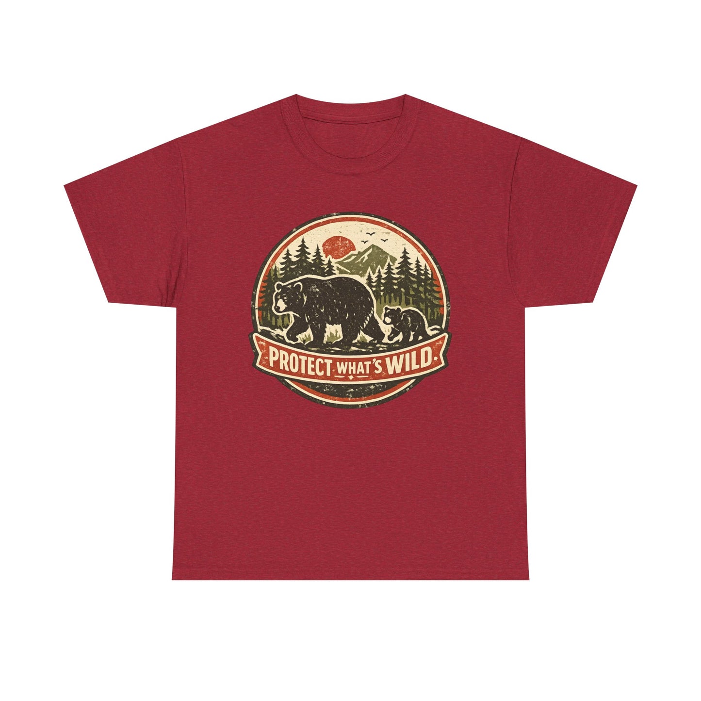 Bear and Cub Retro Badge Tee | Protect What's Wild | Wildlife Lover Gift | Unisex