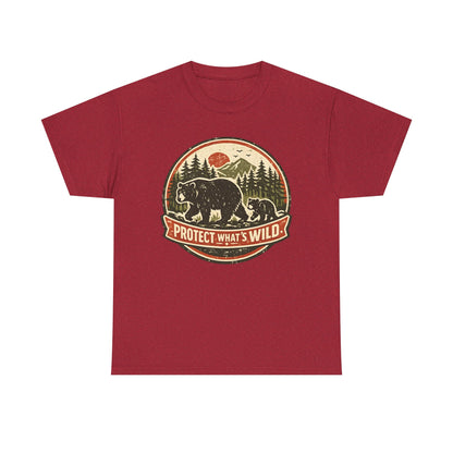 Bear and Cub Retro Badge Tee | Protect What's Wild | Wildlife Lover Gift | Unisex