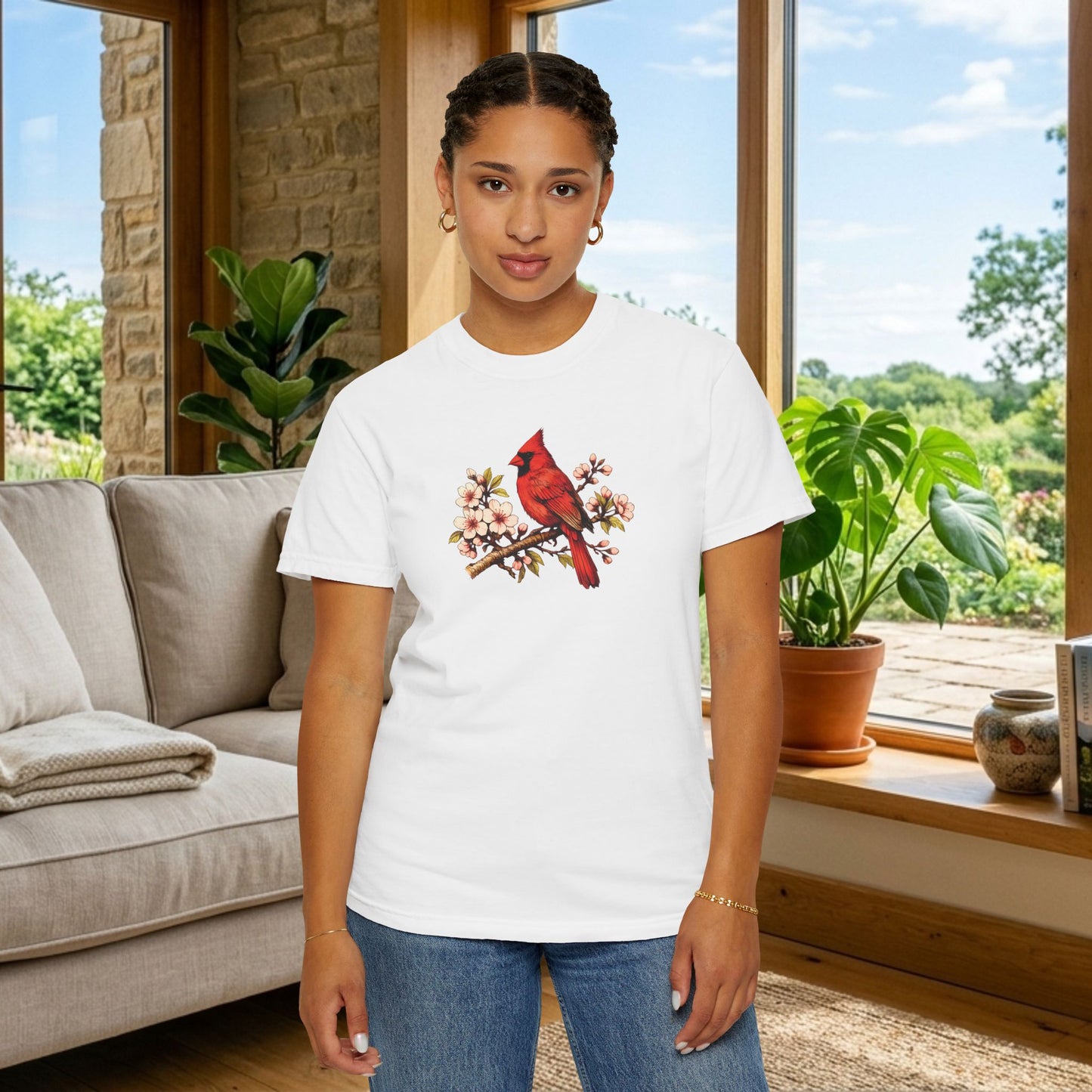 Cardinal Botanical Tee | Vintage Bird Art Shirt | Bird Watcher Gift
