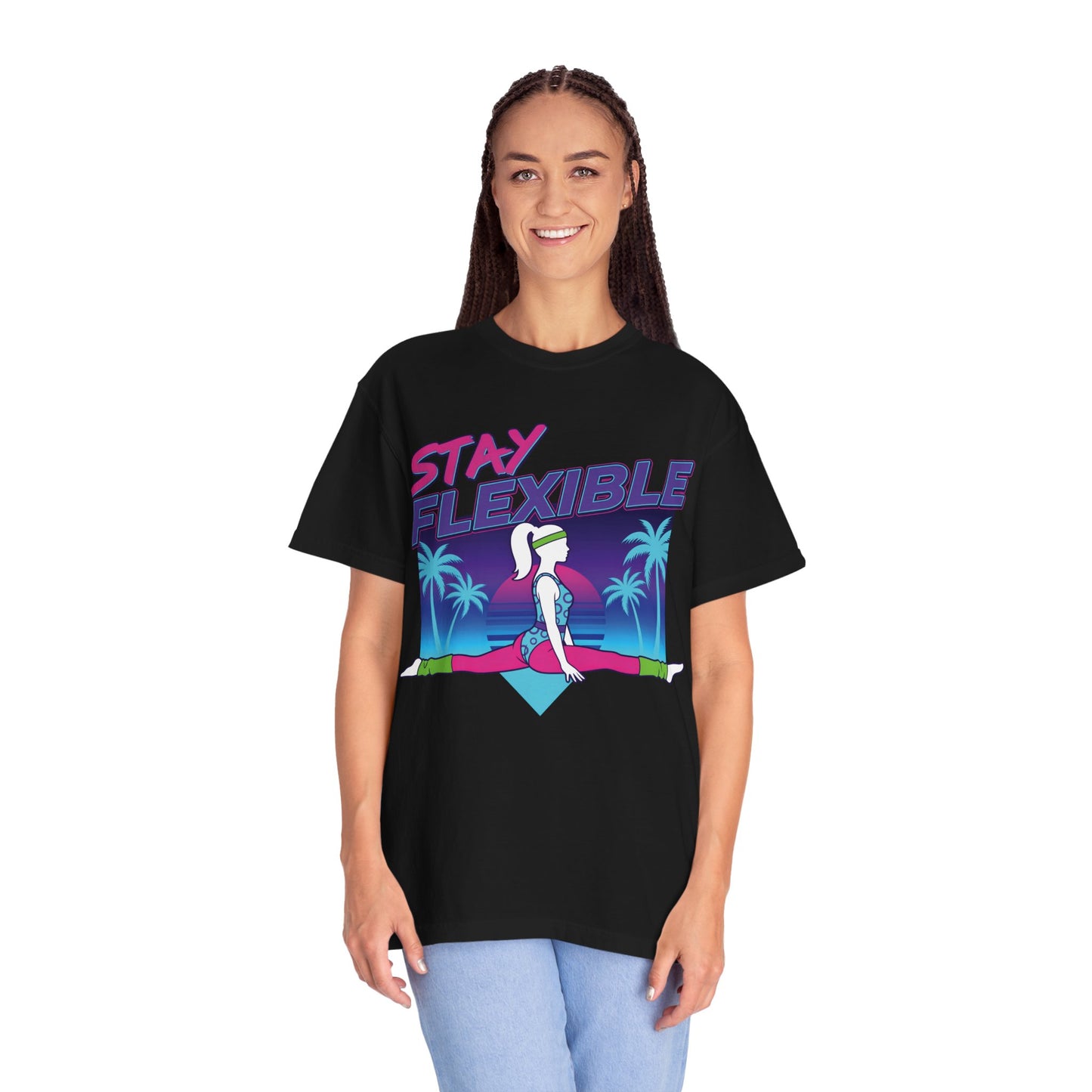 Stay Flexible Retro 80s Splits Aerobics Tee | Vintage Gym Shirt Women
