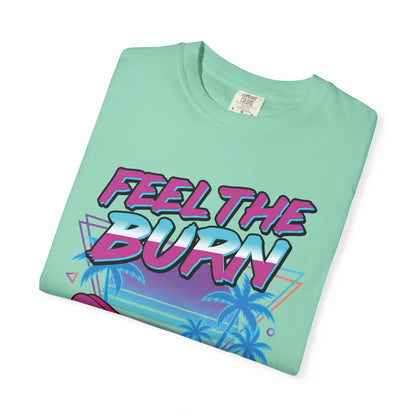 Feel the Burn Neon 80s Aerobics Graphic Tee | Retro Workout Shirt Women