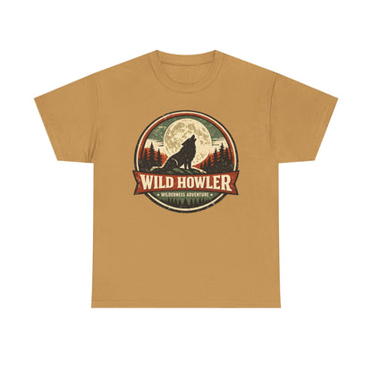 Howling Wolf Vintage Badge Tee | Full Moon Wilderness Shirt | Nature Lover Gift