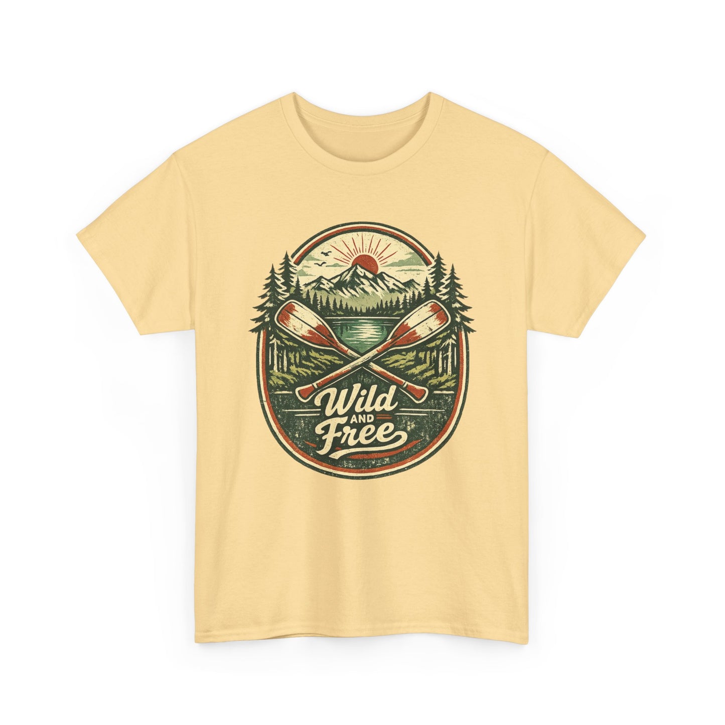 Wild and Free Badge Tee | Vintage Adventure Shirt | Outdoor Explorer Gift