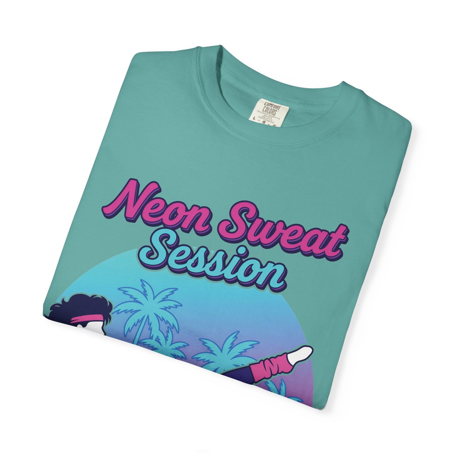 Neon Sweat Session Retro 80s Aerobics Graphic Tee | Vintage Workout Shirt