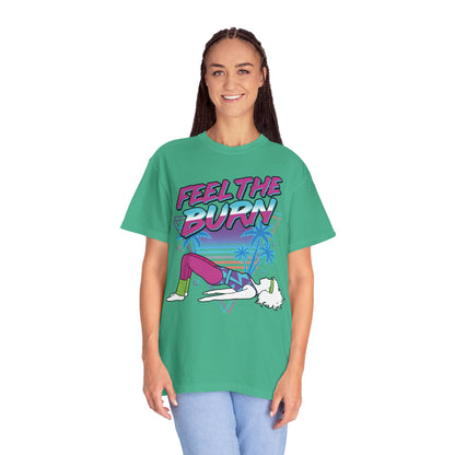 Feel the Burn Neon 80s Aerobics Graphic Tee | Retro Workout Shirt Women